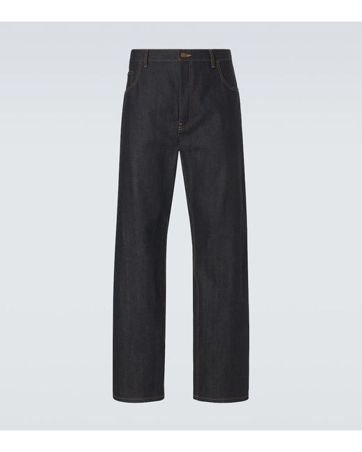Thom Browne Blue Cropped Straight Jeans for men