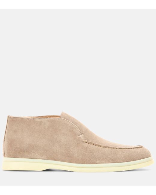 Loro Piana Natural Open Walk Suede Ankle Boots