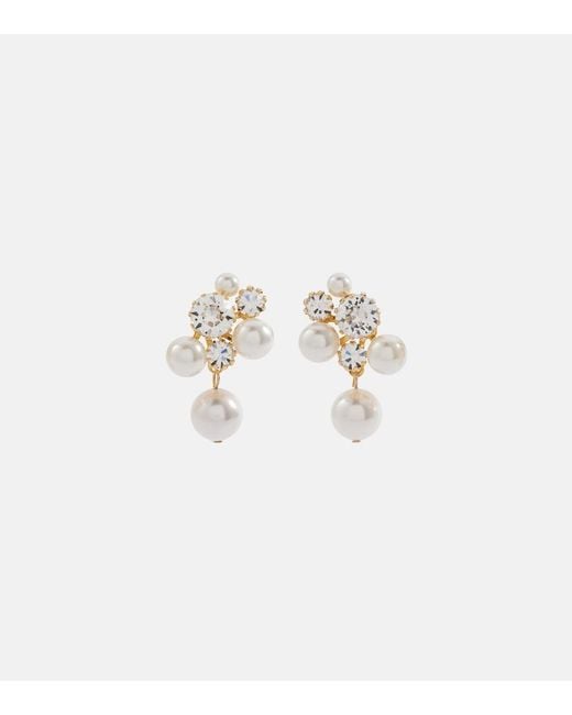 Jennifer Behr White Bristol Crystal-Embellished Faux Pearls-Plated Stud Earrings