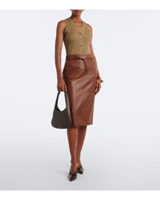 Max Mara Natural Ribbed Knit Cotton-Blend Top