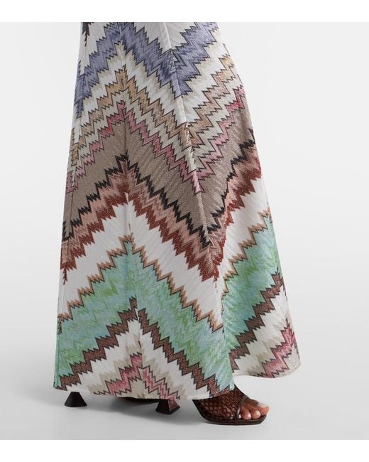 Missoni White Zigzag Lame Maxi Dress