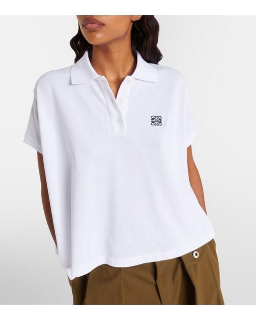 Loewe White Asymmetric Cotton Pique Polo Shirt