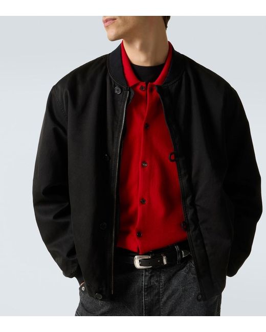 A.PRESSE Black Silk And Cotton Bomber Jacket for men
