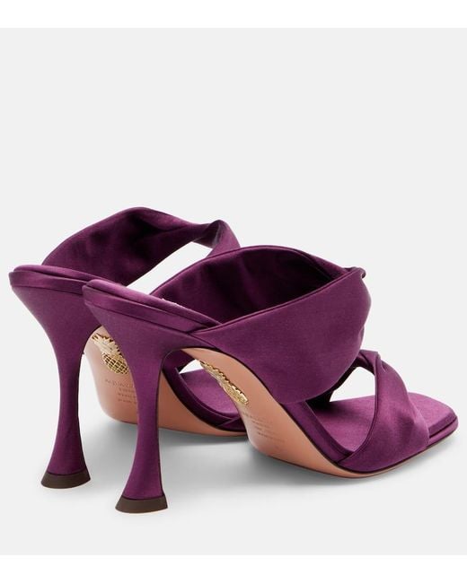 Aquazzura Purple Twist 95 Satin Mules