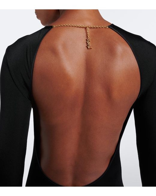 Saint Laurent Black Open-Back Jersey Bodysuit