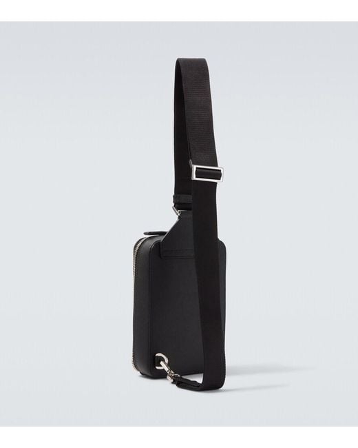 Prada Black Logo Leather Shoulder Bag for men