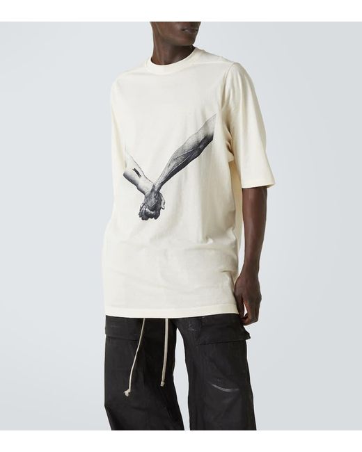 Rick Owens Bedrucktes T-Shirt Jumbo Aus Baumwoll-Jersey in Natural für Herren