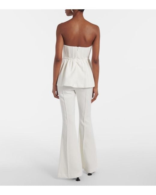 Self-Portrait White Strapless Crepe Jumpsuit