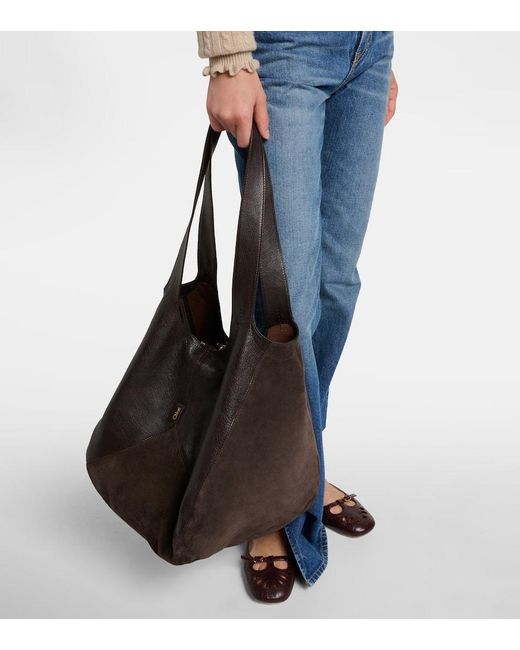 Chloé Black Balloon Medium Leather And Suede Shoulder Bag