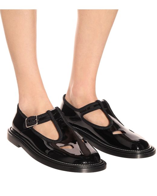 black patent mary jane flats