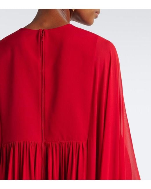 Elie Saab Red Embellished Silk Chiffon Kaftan