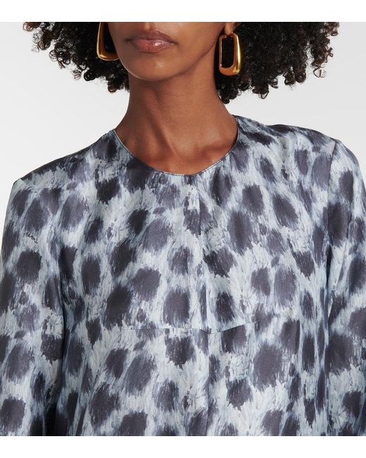 Marni Blue Printed Silk Maxi Dress