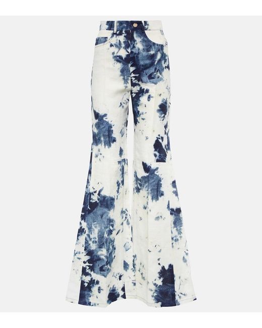 Chloé Blue Chloe Tie-dye Linen Flared Pants