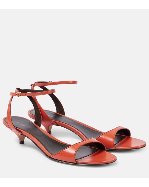 The Row Red Vika Leather Slingback Sandals