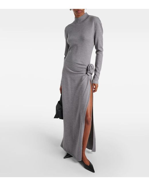 Magda Butrym Gray Wool, Silk, And Cashmere Maxi Dress