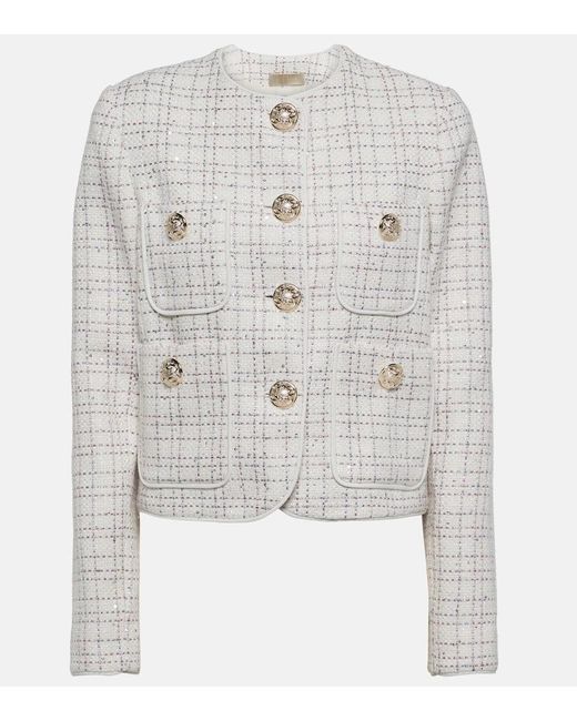 Elie Saab Gray Verzierte Jacke aus Tweed