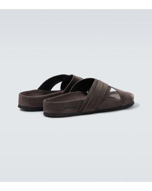 Tom Ford Brown Suede Slides for men