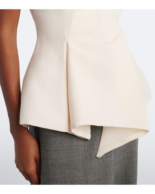 Magda Butrym White Asymmetric Peplum Wool-Blend Top