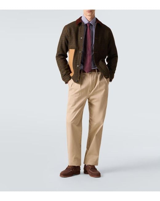 Veste En Laine Et Cuir A Carreaux Junya Watanabe pour homme en coloris Green
