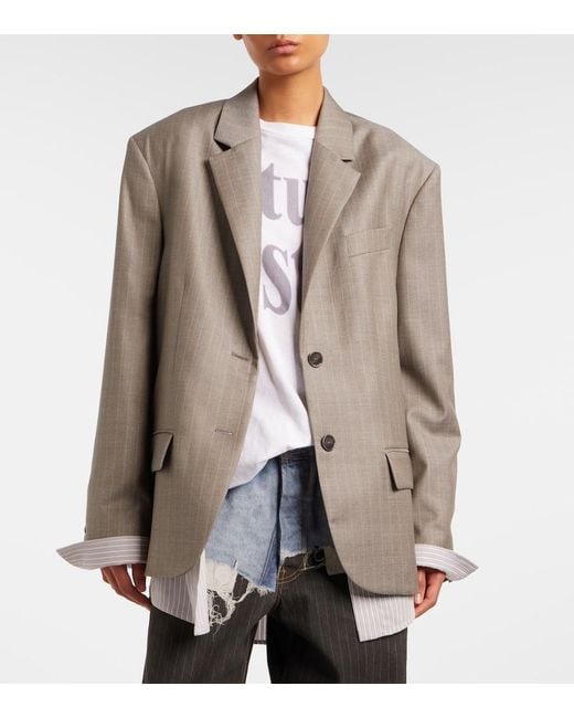 Acne Gray Striped Wool Jacket