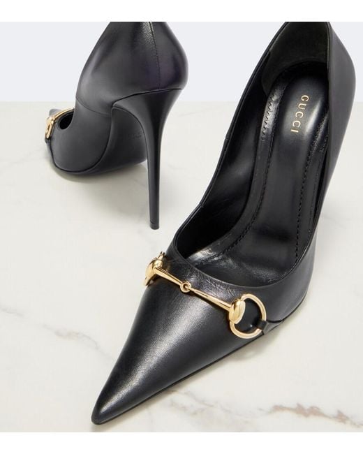 Gucci Black Donna Horsebit Leather Pumps