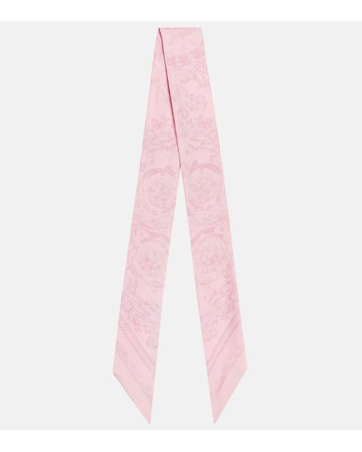 Foulard Barocco en soie Versace en coloris Pink