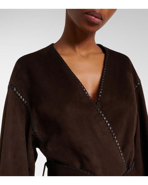 Nour Hammour Brown Anika Suede Wrap Coat