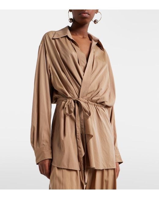 Isabel Marant Natural Keren Gathered Wrap Top