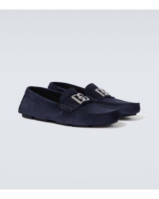 Dolce & Gabbana Blue Dg Suede Loafers for men