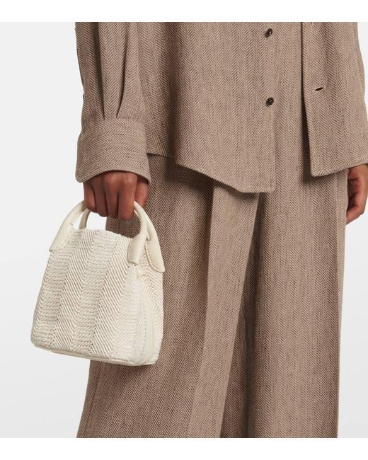 Loro Piana White Bucket-Bag Bale Micro Mit Leder