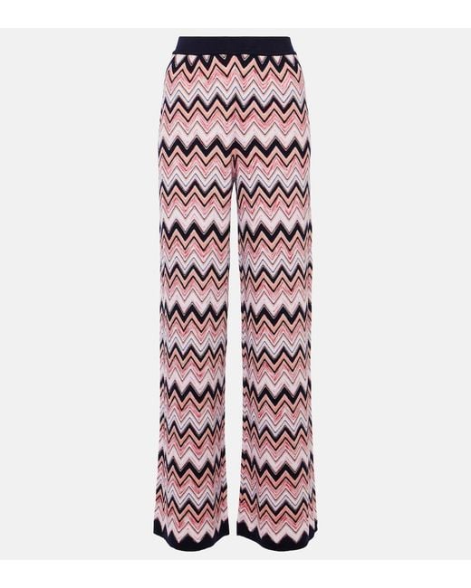 Missoni Red Chevron-Knit Straight Leg Trousers