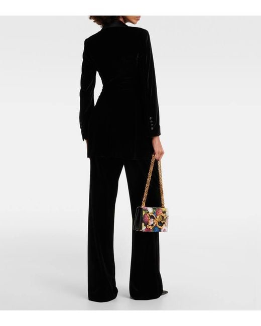 Blazer doppiopetto in velluto di Dolce & Gabbana in Black