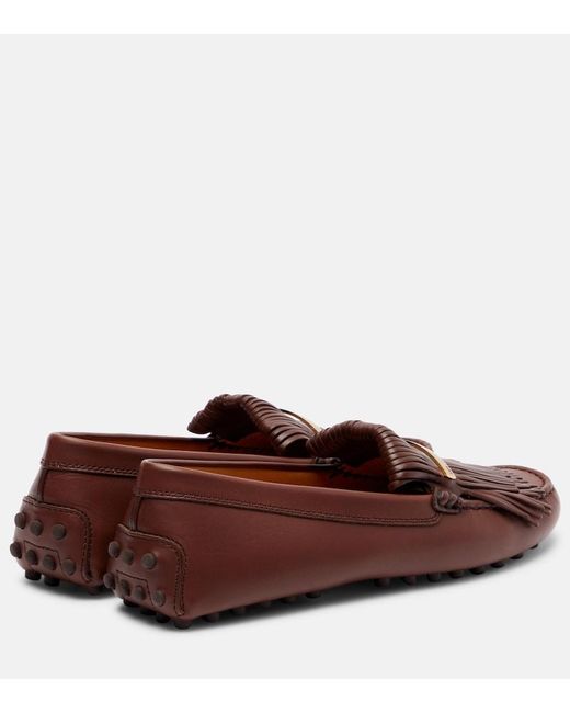 Tod's Brown Gommino Fringed Leather Driving Shoes