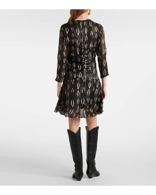 Isabel Marant Black Octavia Snake-Effect Silk-Blend Minidress