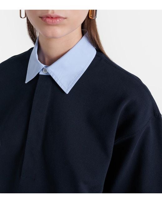 Stella McCartney Blue Cropped Cotton Pique Polo Shirt