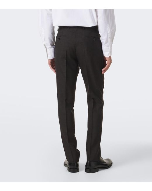 Lardini Black Checked Double-Breasted Virgin Wool Suit for men