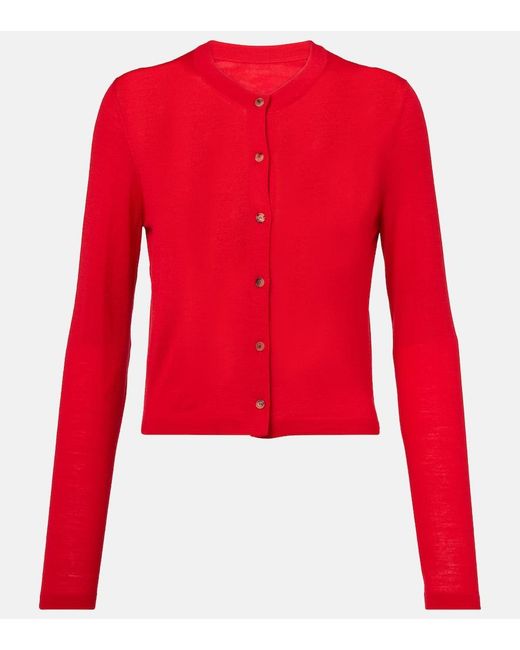 Khaite Red Brieta Wool-Blend Cardigan