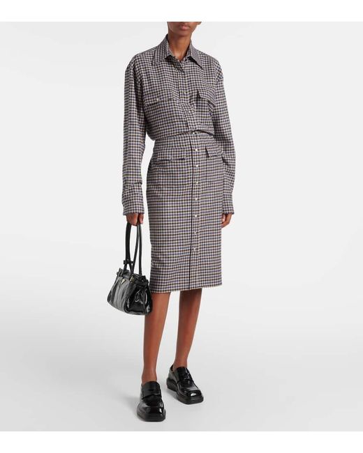 Prada Gray Checked Wool Shirt
