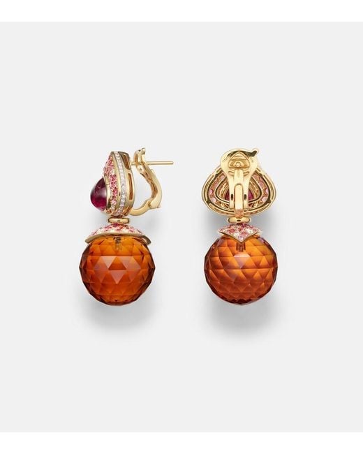 Marina B Red Acilla 18Kt Drop Earrings With Gemstones