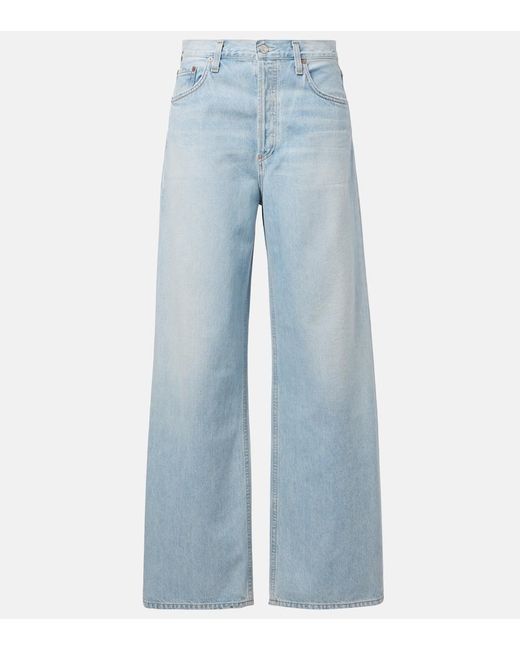 Agolde Blue Low Slung Baggy Wide-Leg Jeans