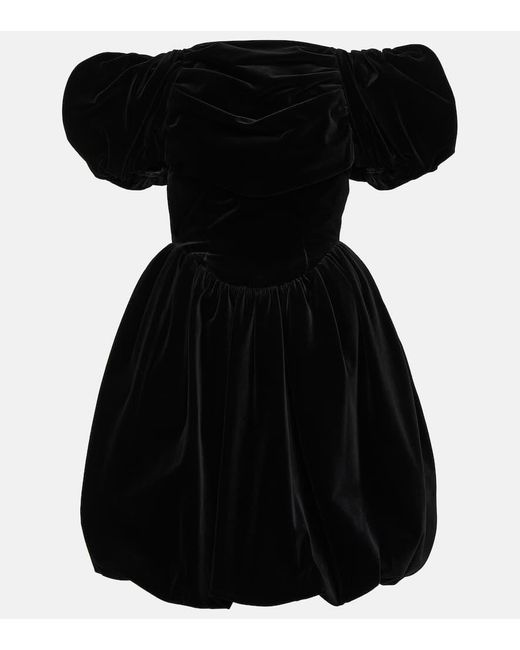 Miniabito in velluto con scollo bardot di Simone Rocha in Black