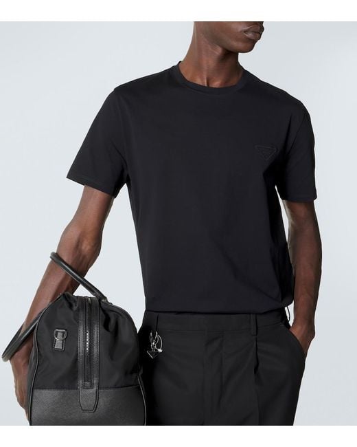 Prada Black Cotton-Blend Jersey T-Shirt for men