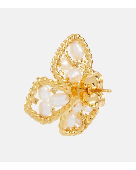 Orecchini Bloom con perle bijoux di Zimmermann in Metallic