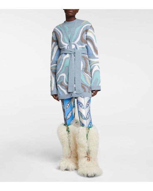 Emilio Pucci Blue X Fusalp Intarsia Wool Cardigan