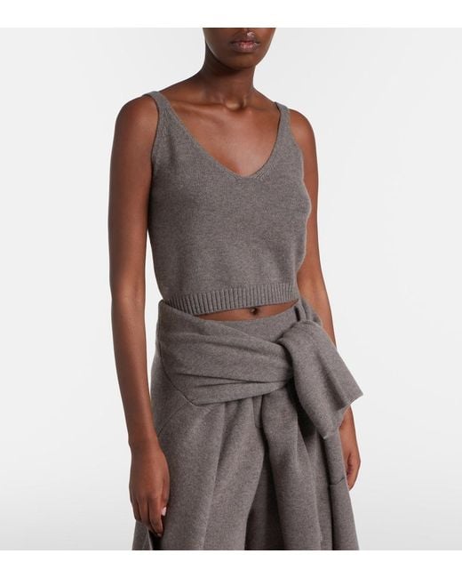 Lisa Yang Gray Violia Cashmere Crop Top