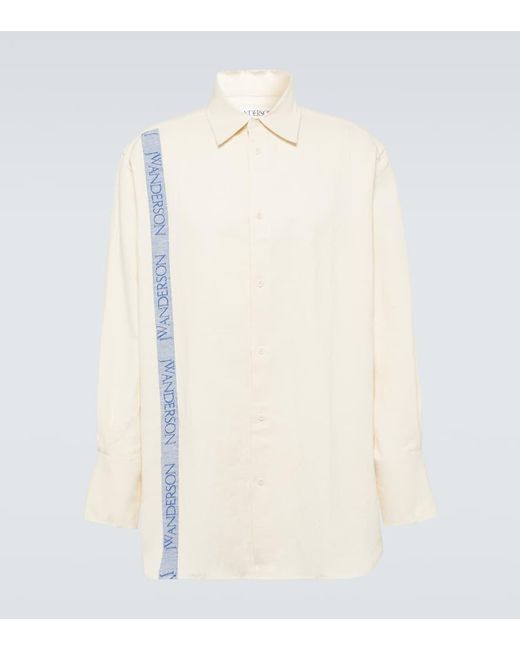 Camicia in cotone e lino a righe di J.W. Anderson in White da Uomo
