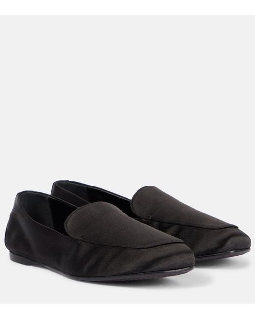 Khaite Black Monroe Satin Loafers