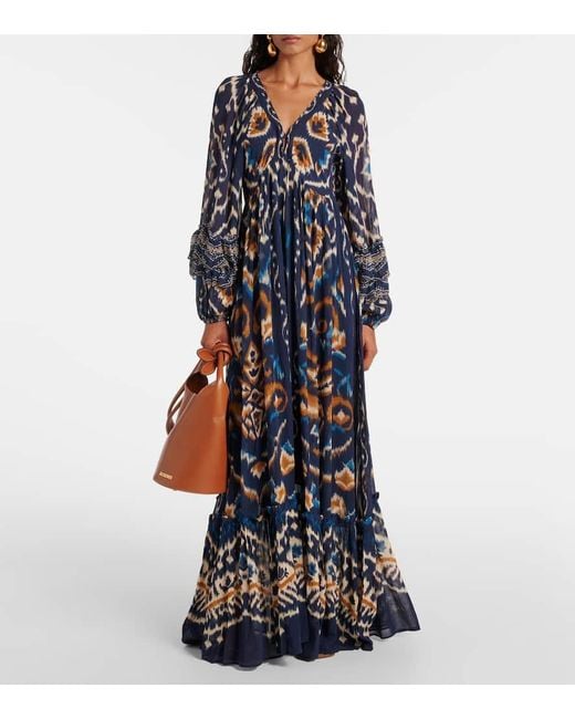 Robe Longue A Fleurs Farm Rio en coloris Blue