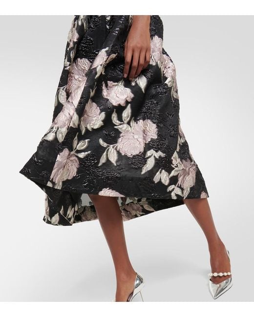 Monique Lhuillier Black Floral Jacquard Midi Dress