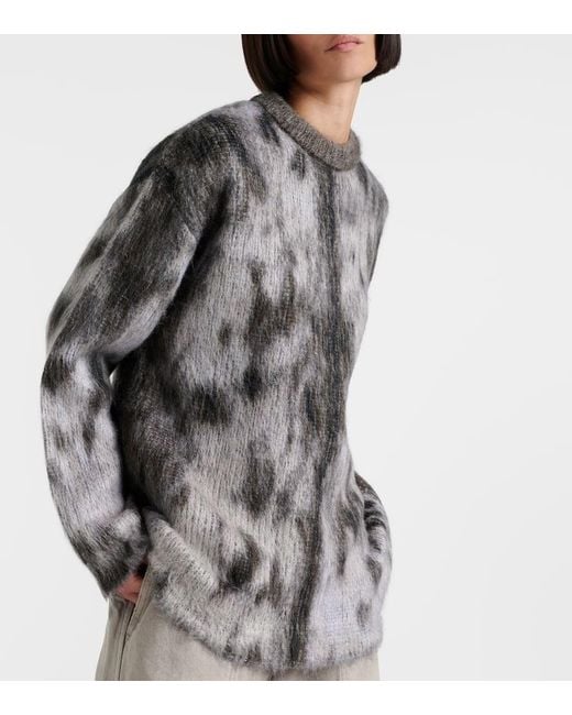 The Attico Gray Leopard-Print Jacquard Sweater